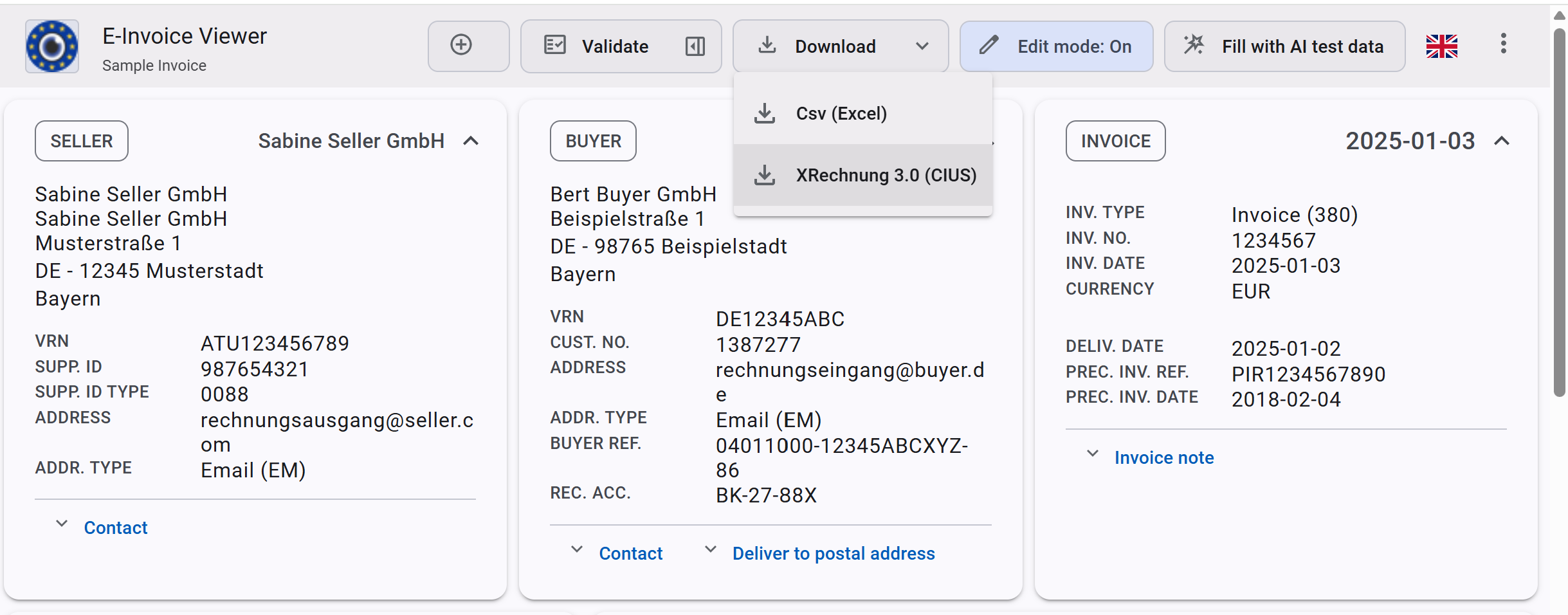Download invoice as XRechnung
